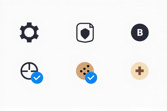 Ikony ustawień przeglądarki i prywatności