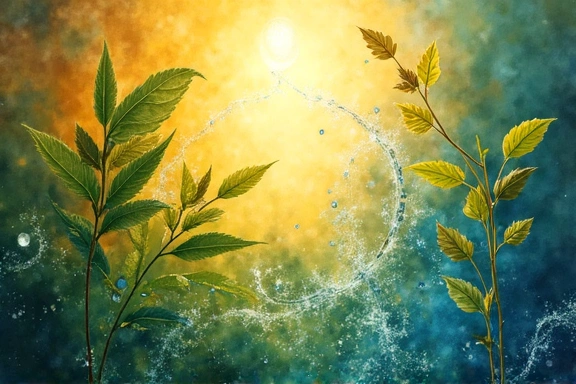 Abstrakcyjny obraz symbolizujący połączenie natury i nauki