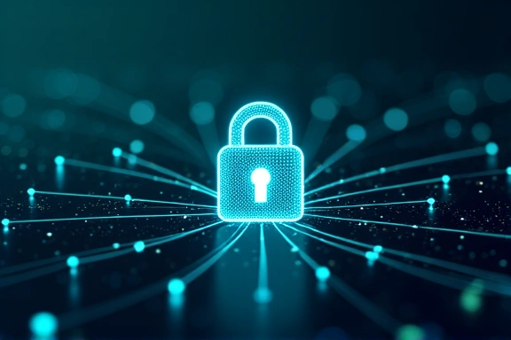 Abstract representation of cyber security with padlock and network lines