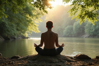 Kobieta medytująca w spokojnym otoczeniu, symbolizująca techniki redukcji stresu.