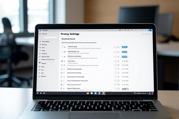 Laptop showing privacy settings